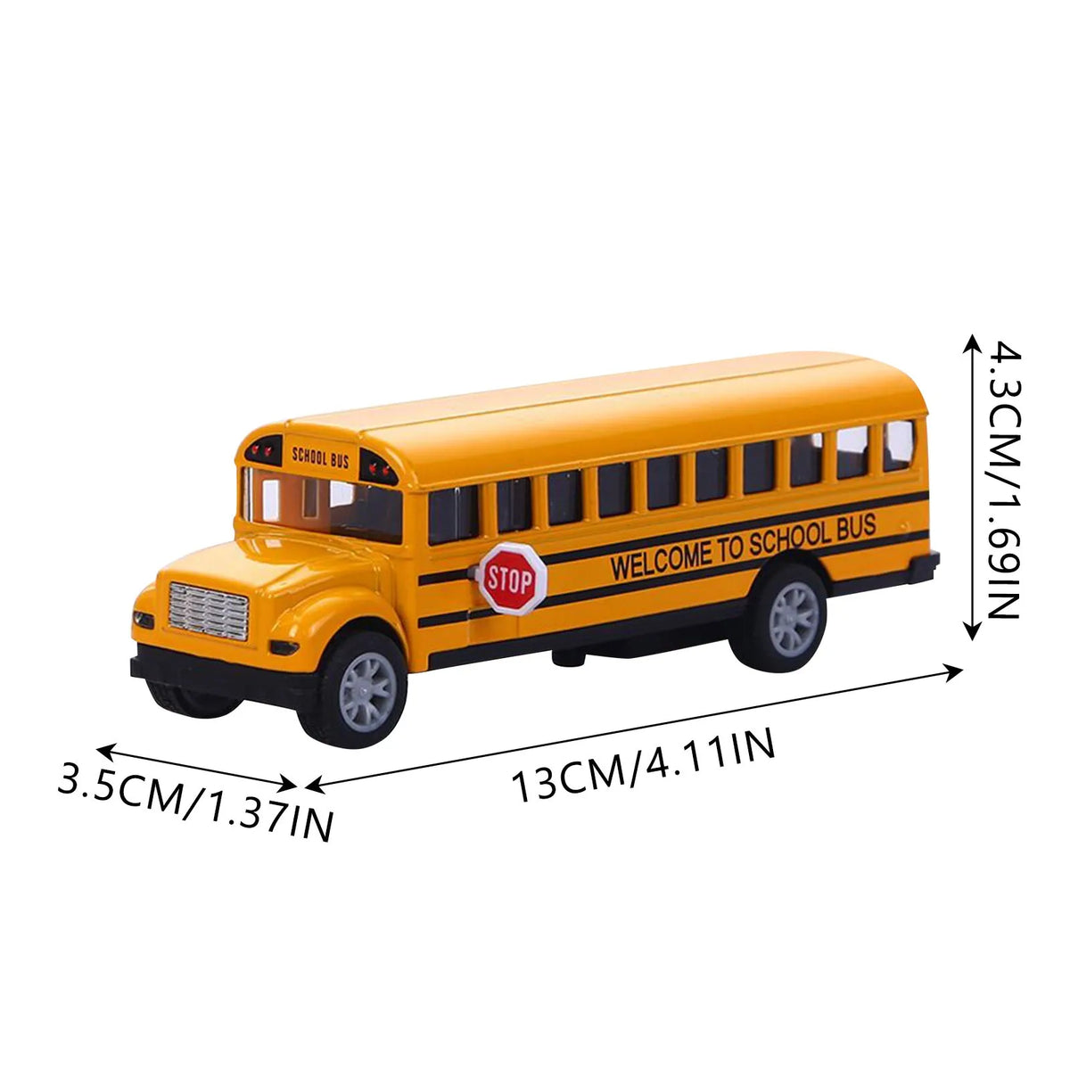 Kids School Bus Pull Back Toy Car – Diecast 6" Model