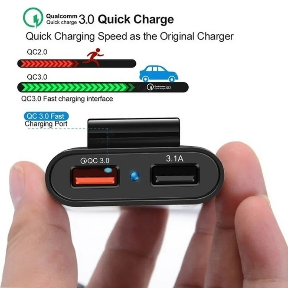 4-Port USB Car Charger QC3.0 Fast Charging – Front & Back Seat