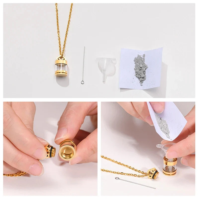 Fillable Glass Tube Urn Necklace – Keepsake Memorial Pendant