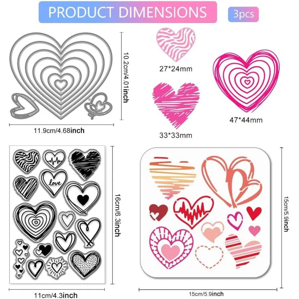 Heart Clear Stamps & Metal Cutting Dies for Card Making