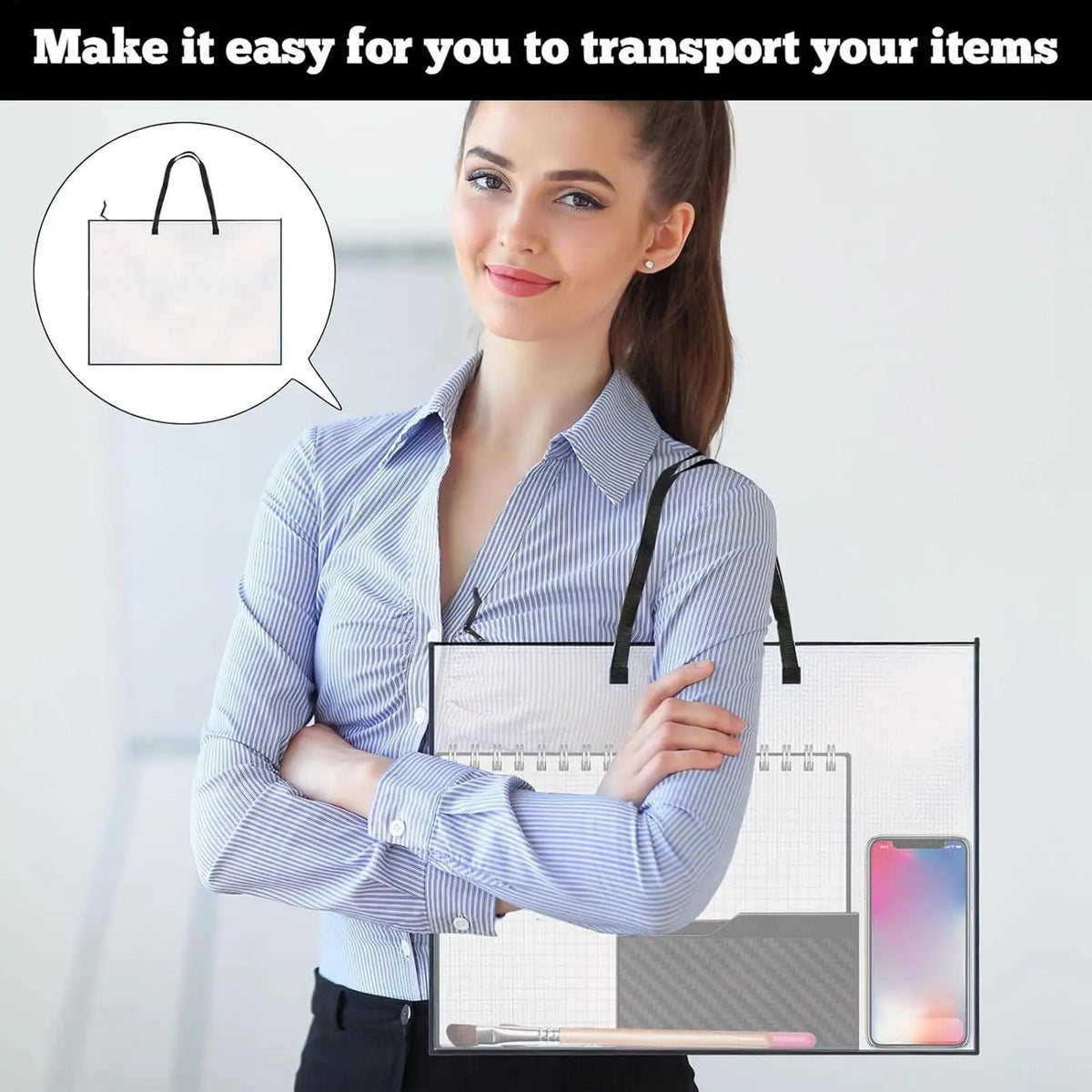 19x25" Clear Art Portfolio Bag – Zippered Waterproof Carry Case