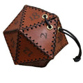PU Leather D20 Dice Bag | DnD Drawstring Polyhedral Pouch