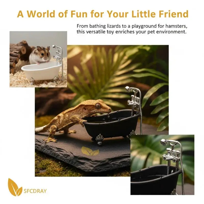 Mini Reptile Bathtub with Faucet | Gecko & Bearded Dragon Bowl