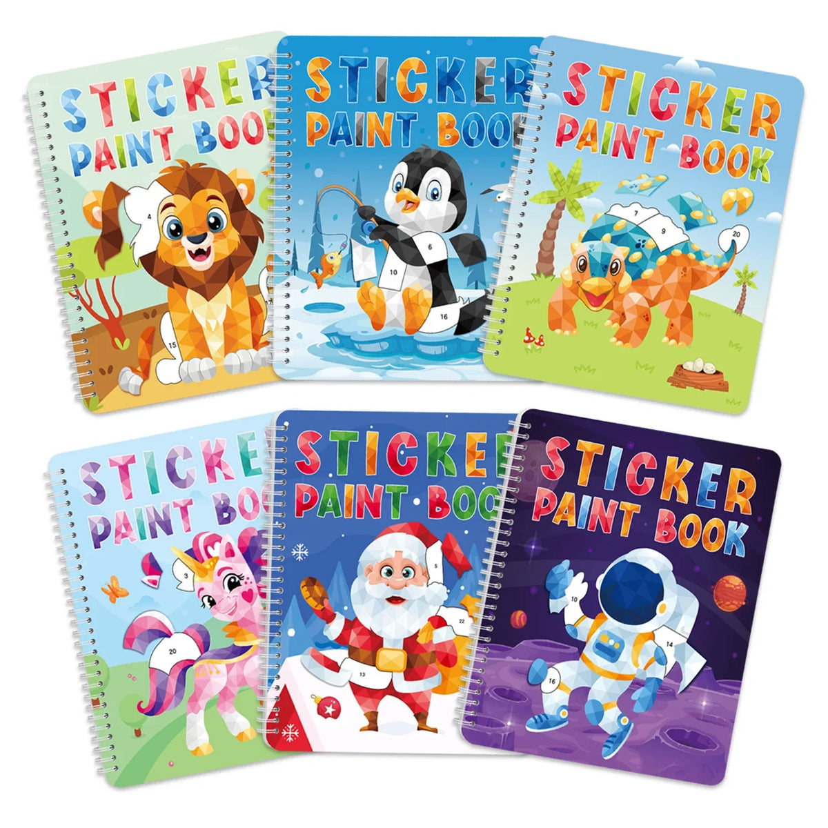 Bview Art Kids DIY Sticker Book Cartoon Animals Dinosaurs Ocean World