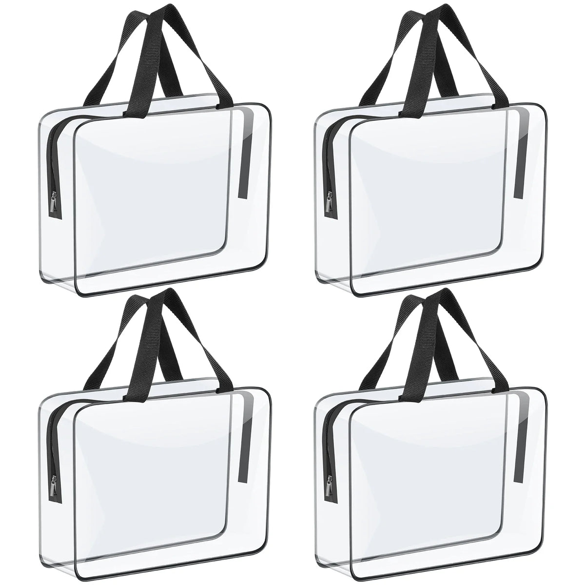 Clear PVC Organizer Bags 4/6 Pcs – Waterproof Zipper Storage