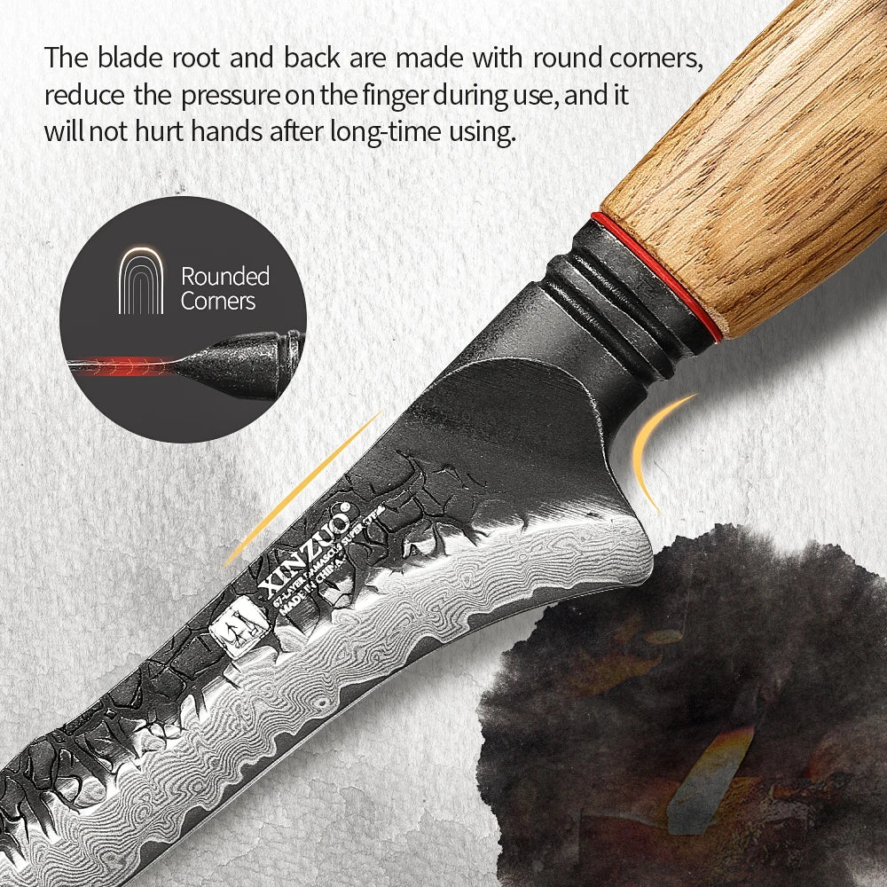 XINZUO 7.5" Damascus Steel Fillet Knife – 67-Layer Forged Blade