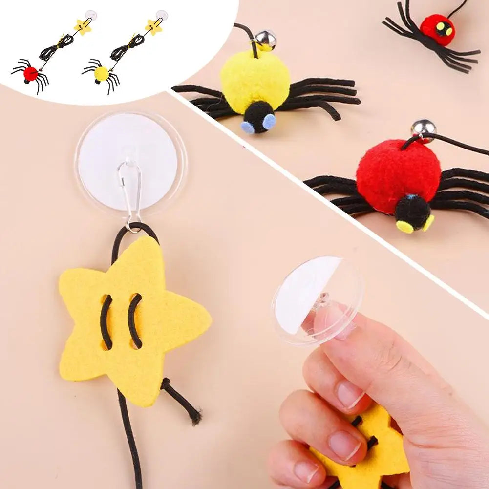 Cat Door Hanging Teaser Toy – Elastic Rope, Feather & Bell