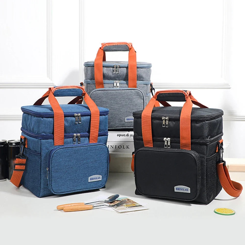 Fashion Crossbody Insulated Lunch Bag Large Capacity Thermal Food