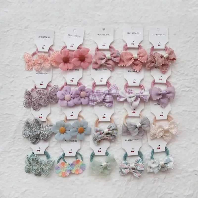10-Pack Elastic Flower Hair Bands – Handmade Floral Hairbands