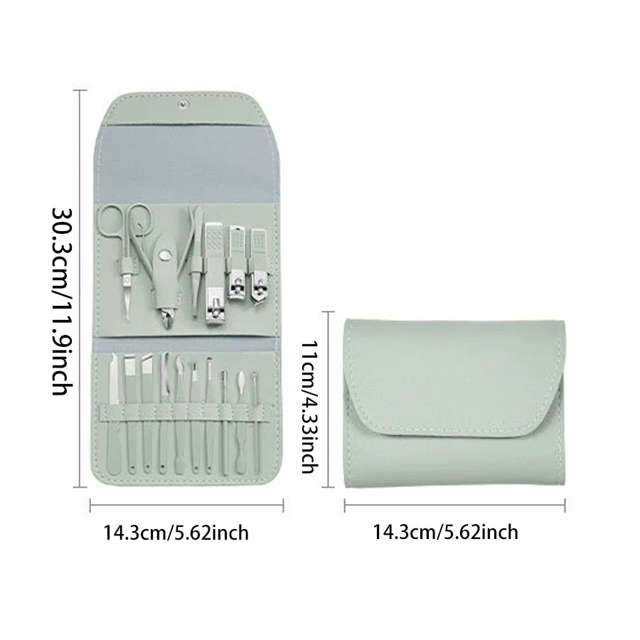 Stainless Steel Nail Clipper Manicure Set with Portable Case