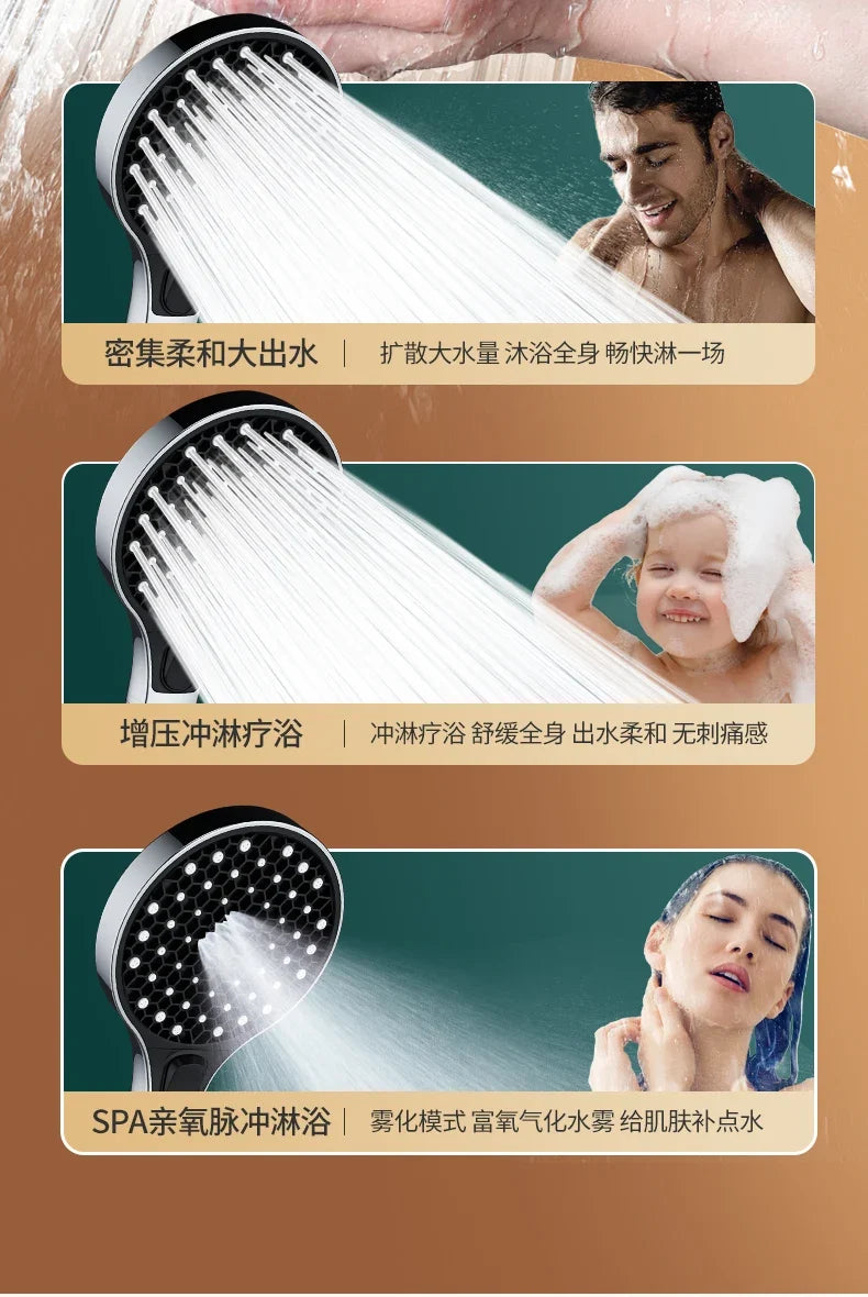 4-Mode High Pressure Shower Head 13cm Panel with Filter