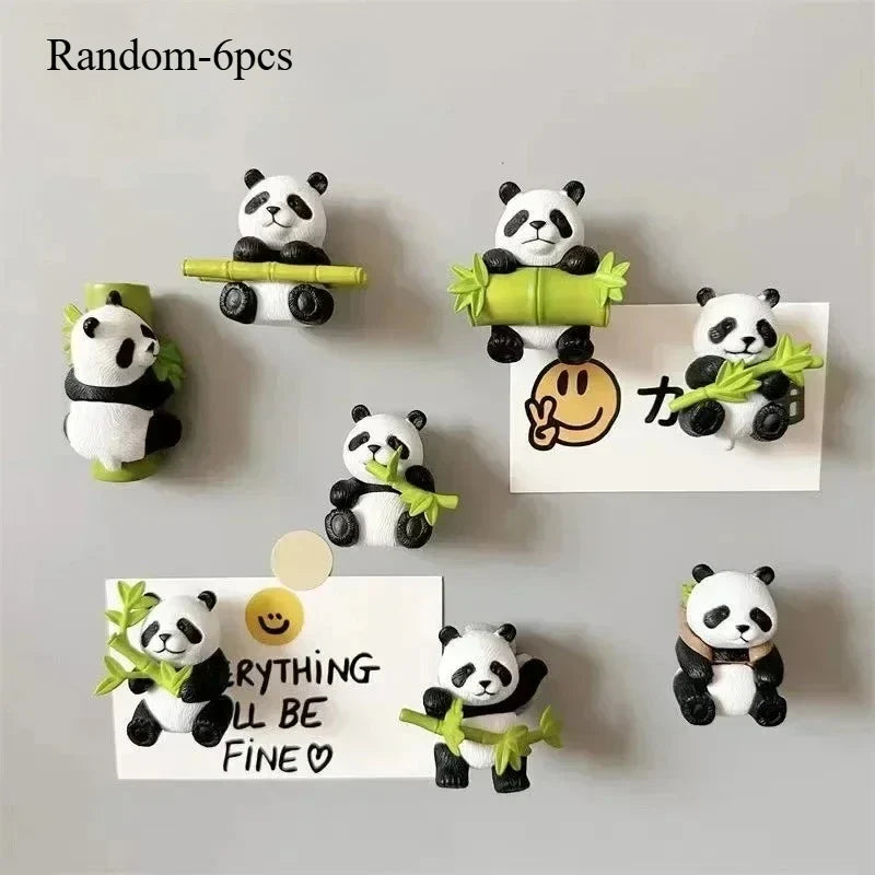 6-Piece Cartoon Animal Resin Fridge Magnets – Cute Panda Set
