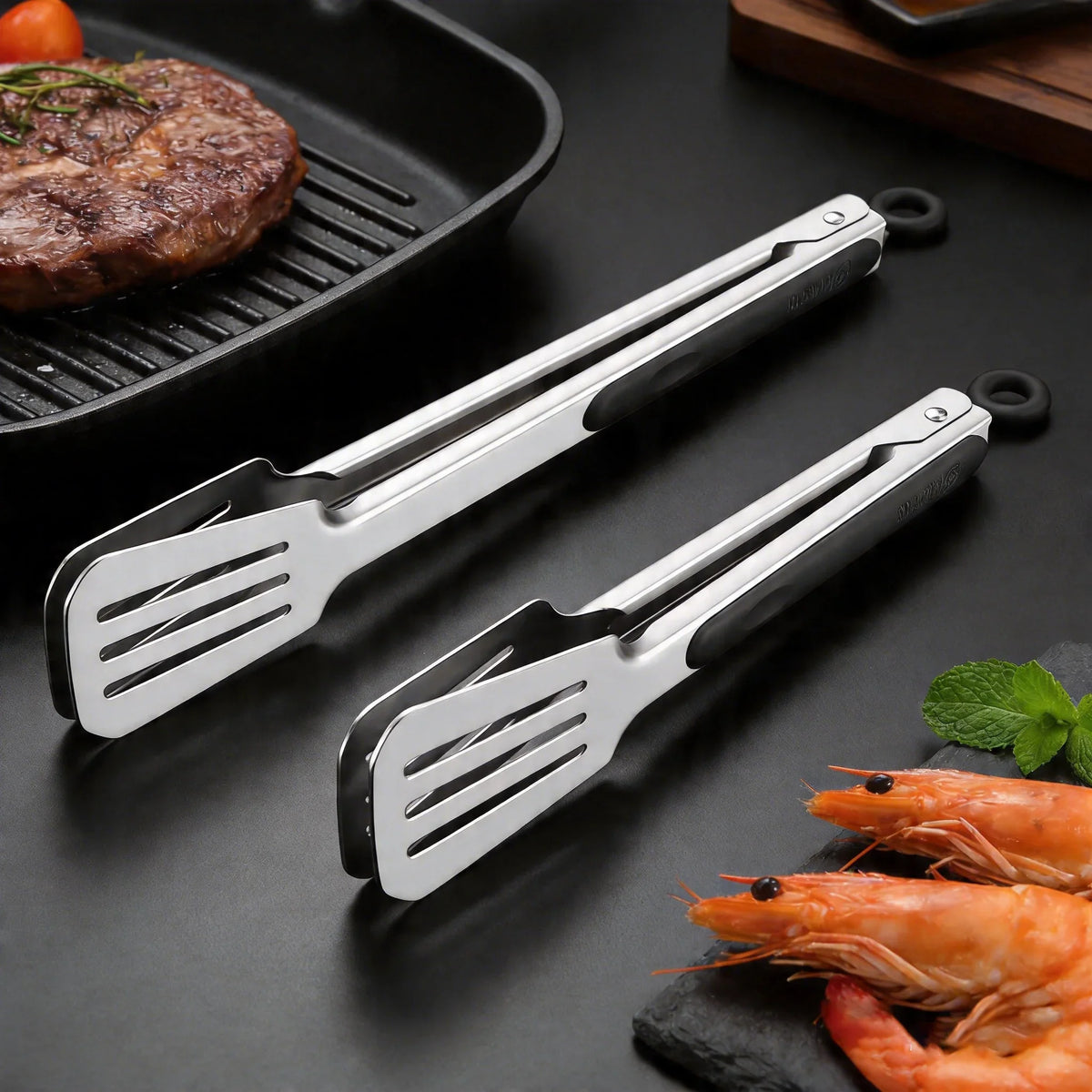 Stainless Steel BBQ Tongs & Skewers – 2-Piece Kitchen Utensil Set