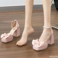 Women's Butterfly Knot Mary Jane Wedge Pumps | High Heel Shoes