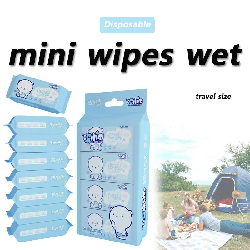 64pcs Mini Disposable Travel Wipes – Hand & Mouth Cleaning