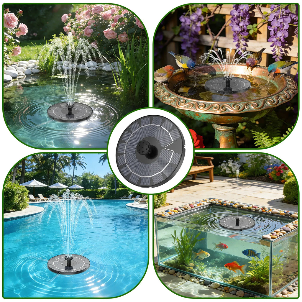 2.5W Solar Fountain with 6 Nozzles – Garden Pond & Pool