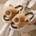 Women's Fluffy Faux Fur Animal Slippers – Open Toe Indoor Slides