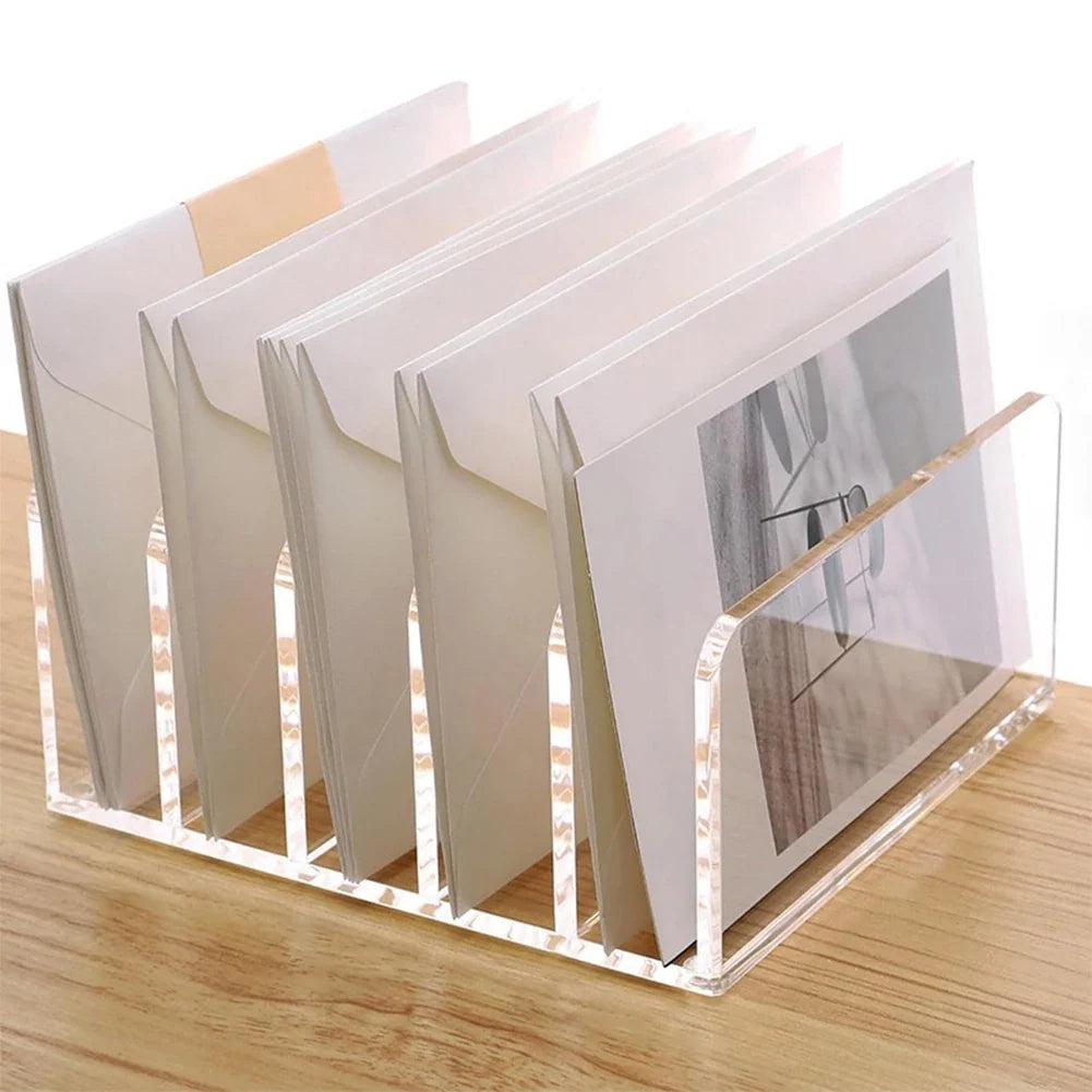 Clear Acrylic Magazine File Holder & Desk Organiser | 4–5 Slots