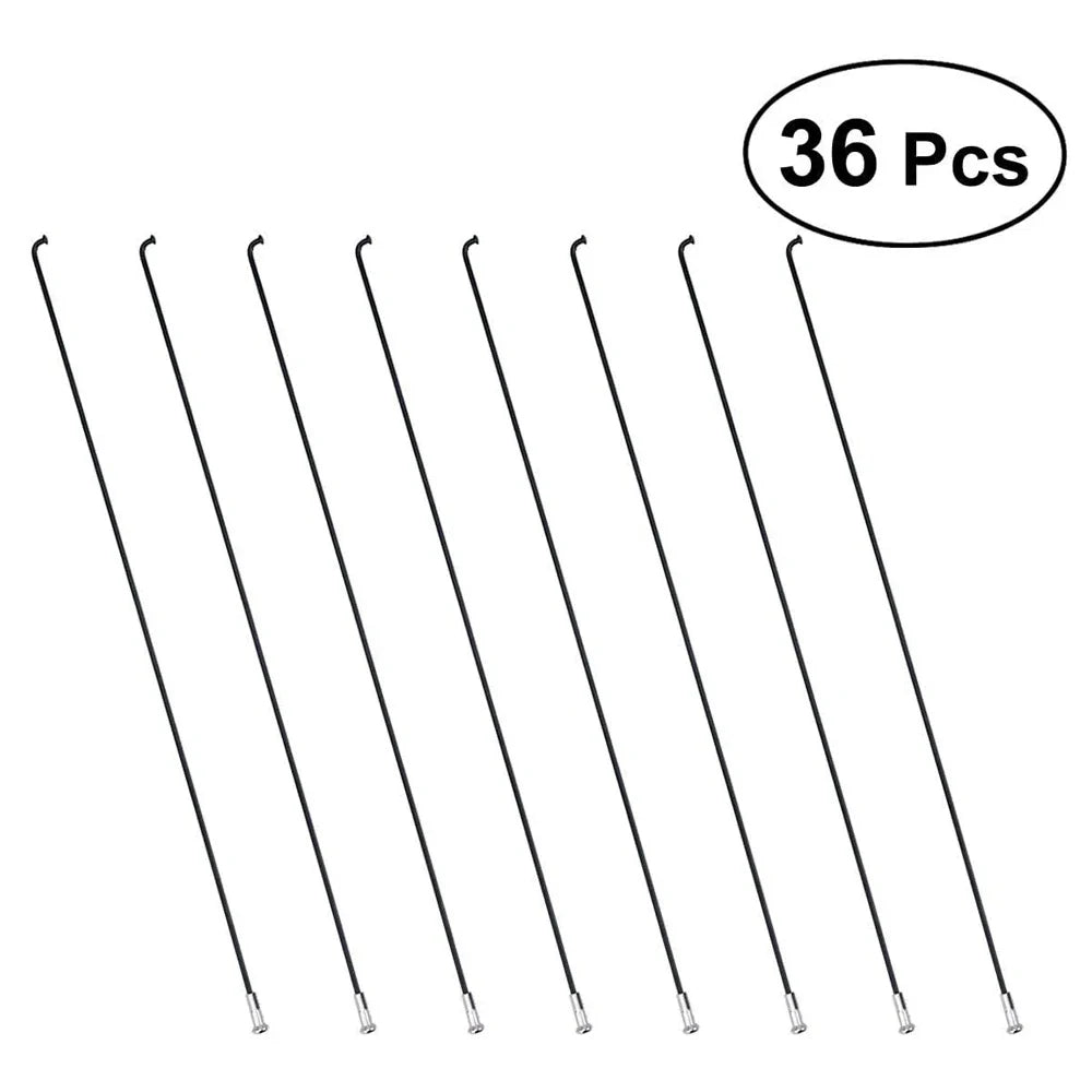 Black Stainless Steel Bike Spokes & Nipples – 36 Set, 170–290mm