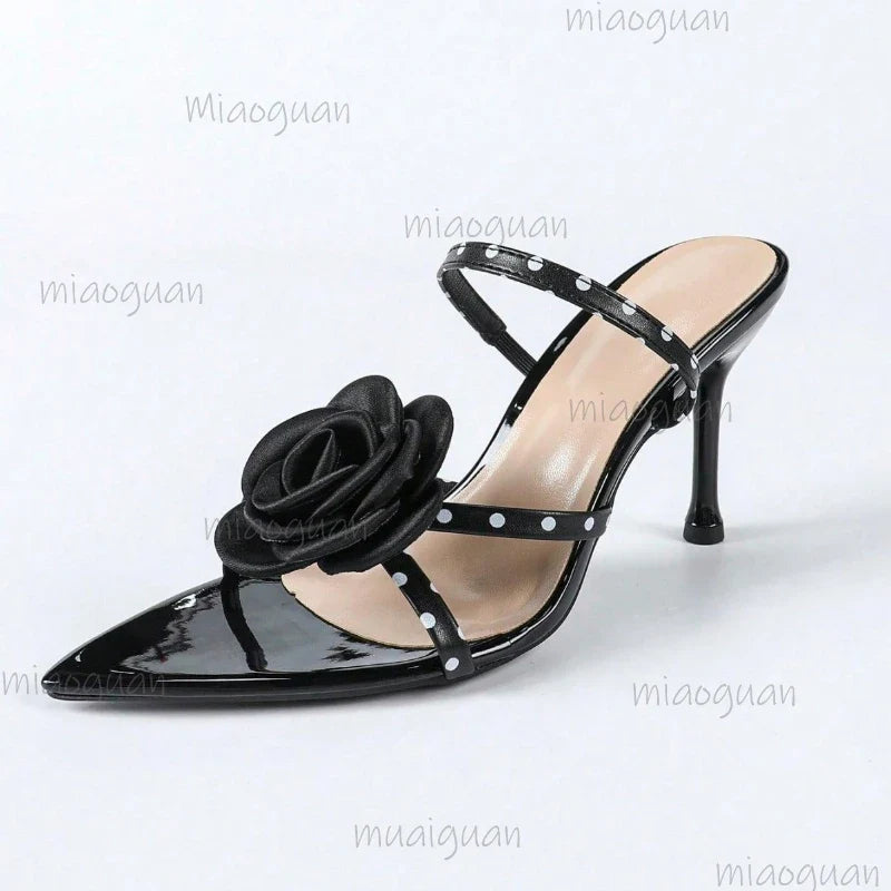 Women's Rose Flower High Heel Gladiator Sandals | Open Toe