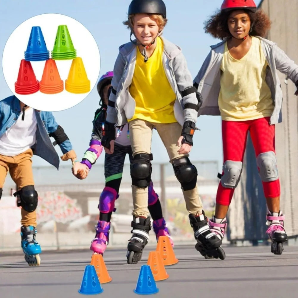 10-Pack Windproof Plastic Marker Cones – Soccer & Sport Training