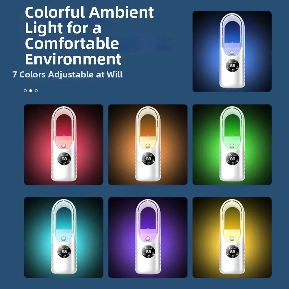 Bladeless Desktop Humidifying Fan – 6 Speed, Timer & LED Light
