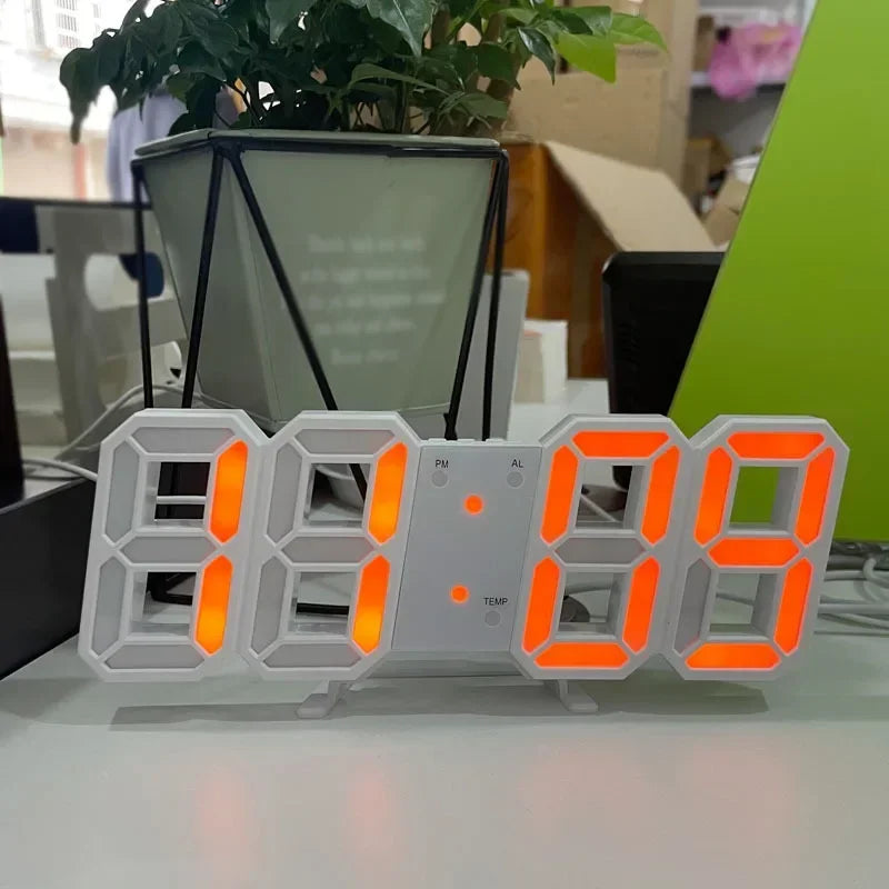 3D LED Digital Wall Clock – Time, Date & Temp Display