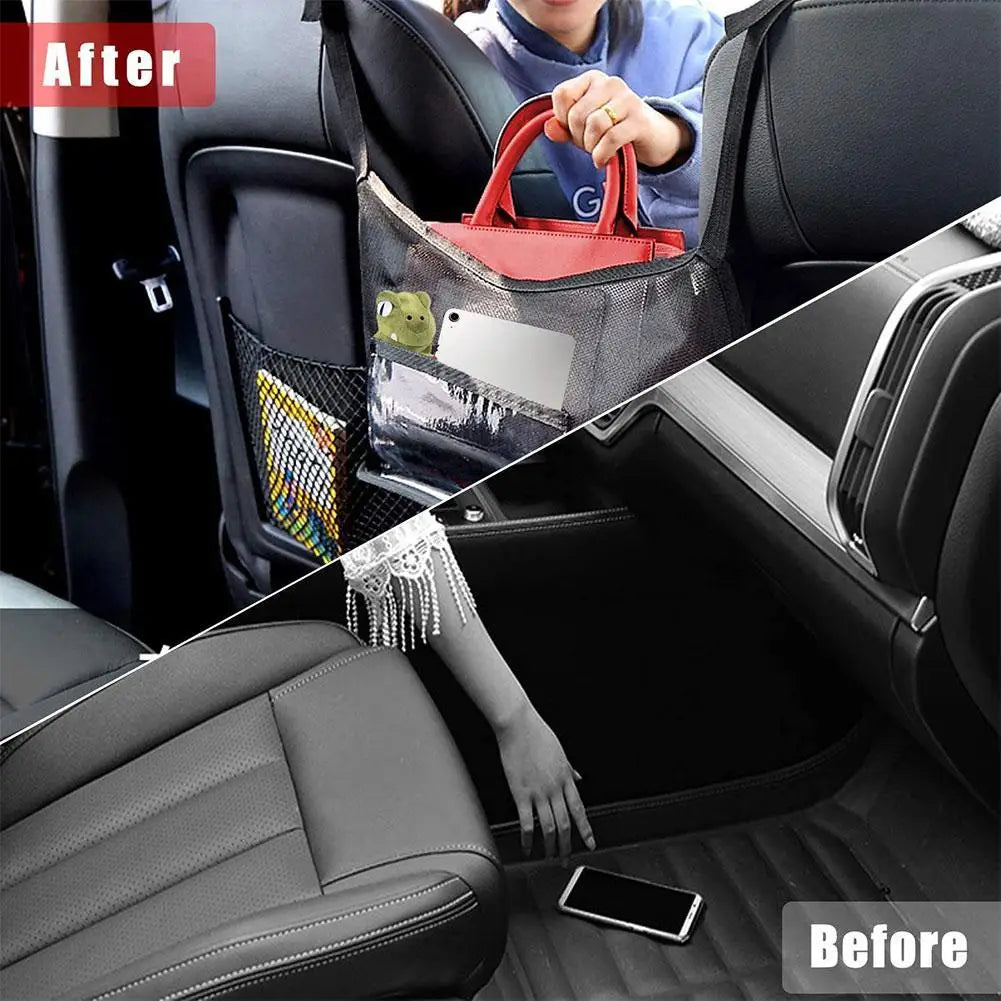 Car Seat Net Pocket Handbag Purse Holder Large Capacity Mesh Back