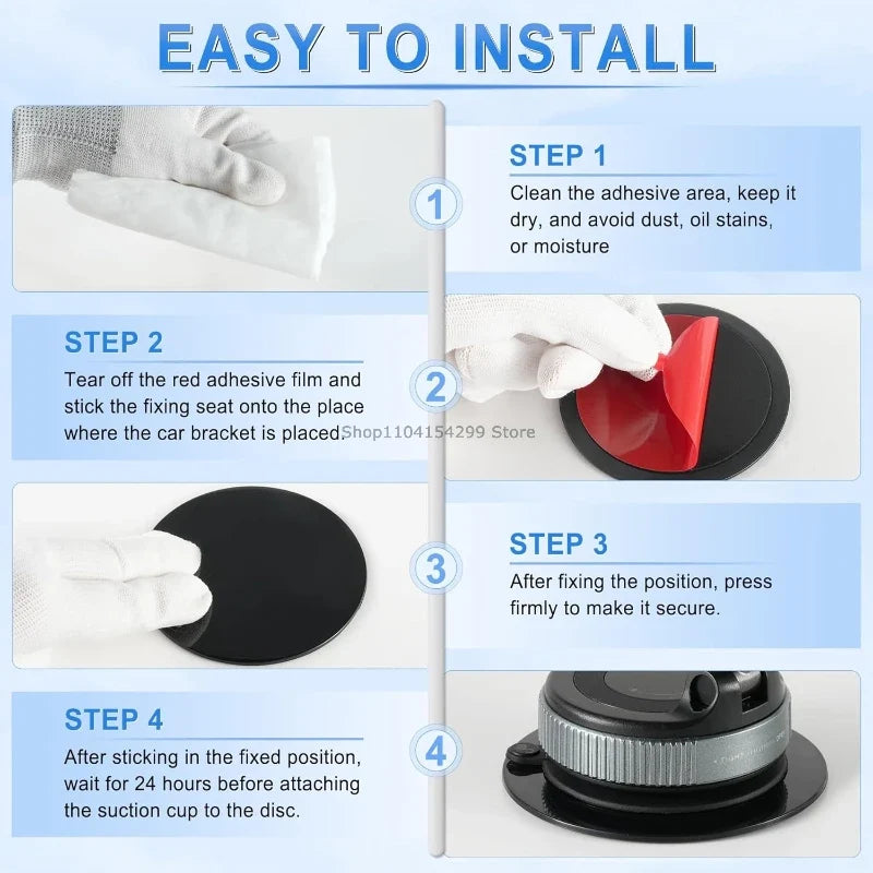 Universal Self-Adhesive Suction Cup Base for Car Dashboard Mounts