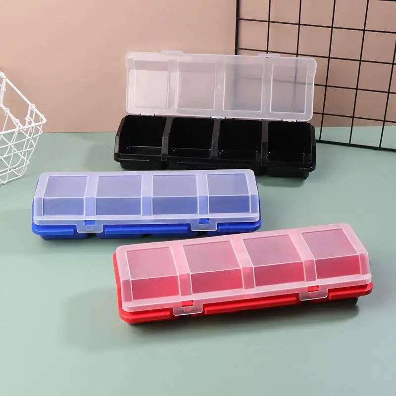 4-Compartment Plastic Parts Storage Box with Lid | Screw Organizer