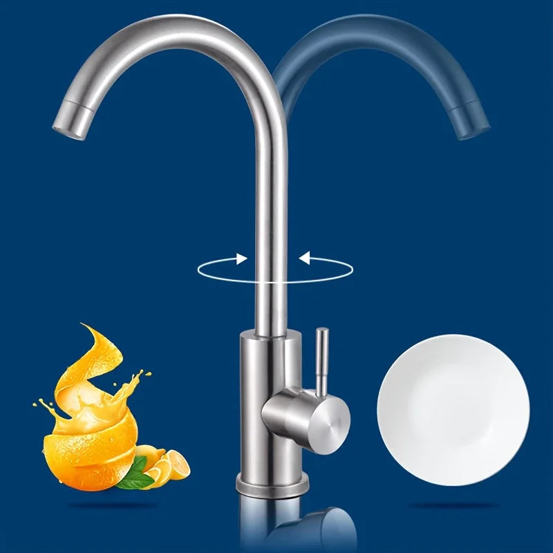 360° Rotatable Stainless Steel Kitchen Faucet | Brushed Finish