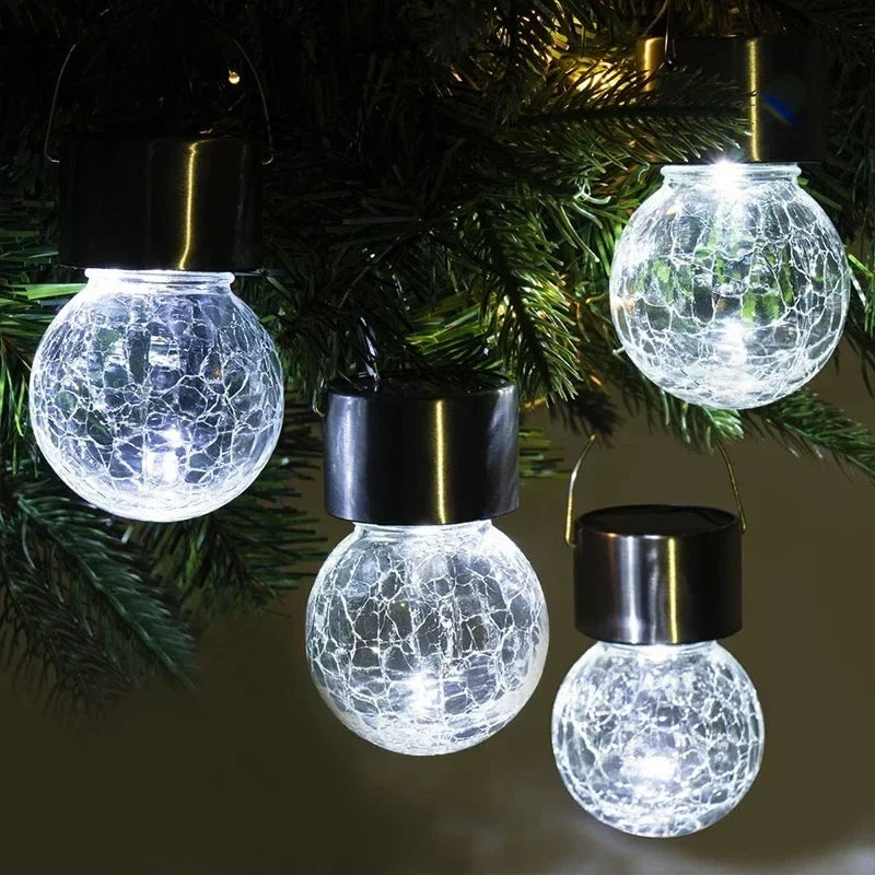 Solar Hanging Garden Lights – LED Cracked Glass Ball Lanterns