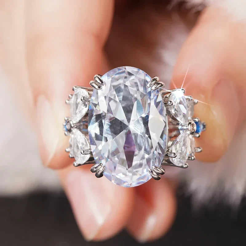 Huitan Oval CZ Butterfly Ring – Cocktail & Wedding Jewelry