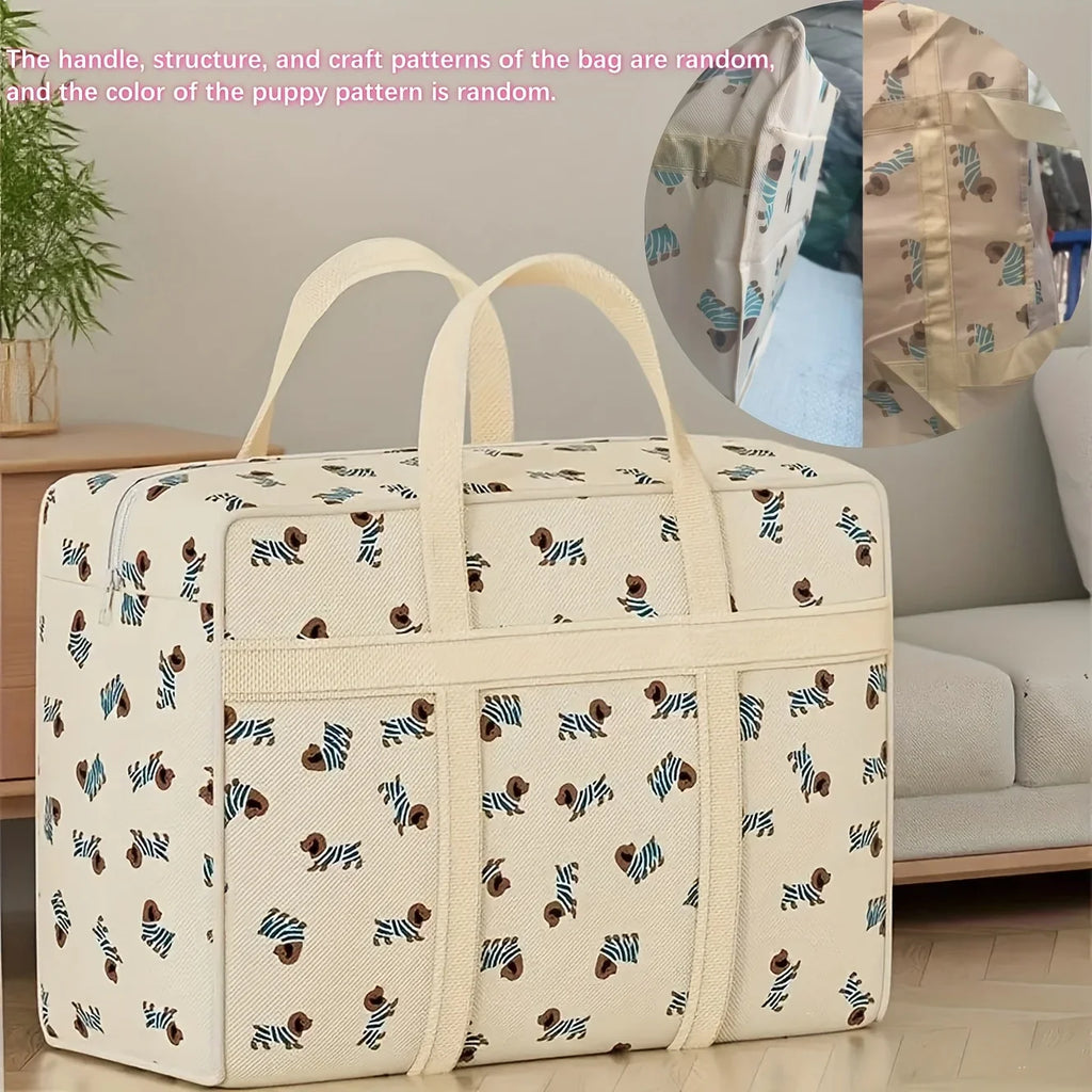Foldable Luggage Organizer Bag Cute Puppy Pattern Large Capacity