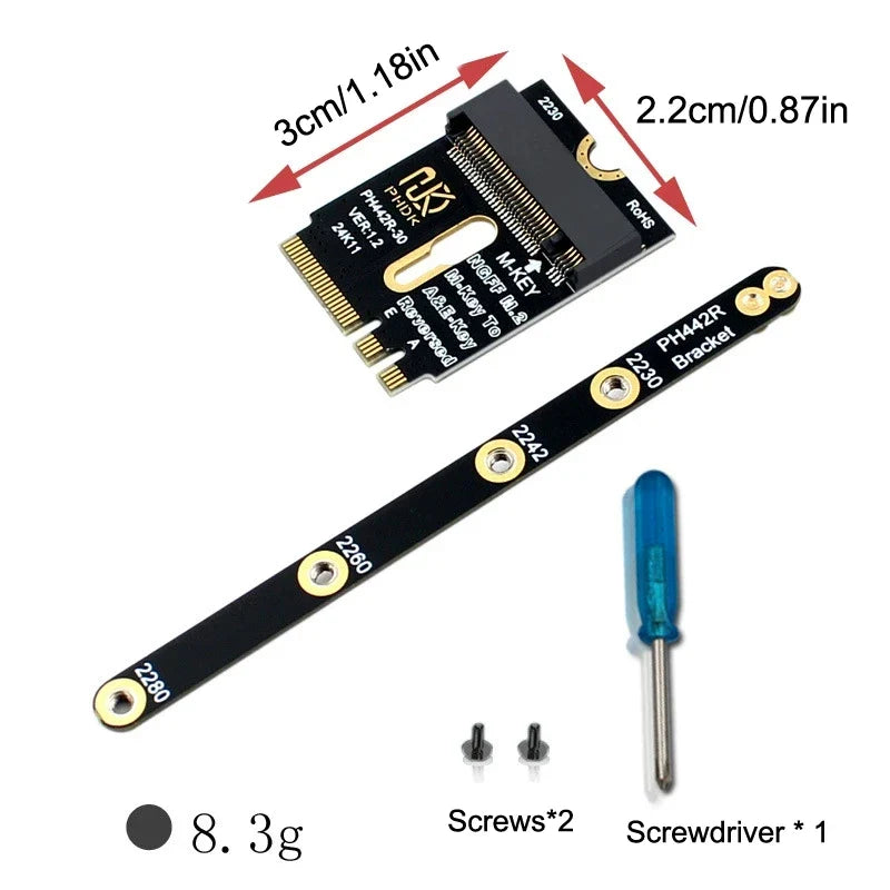 M.2 A+E Key to NVMe SSD Adapter PCIe 4.0 Riser Card | 2230–2280