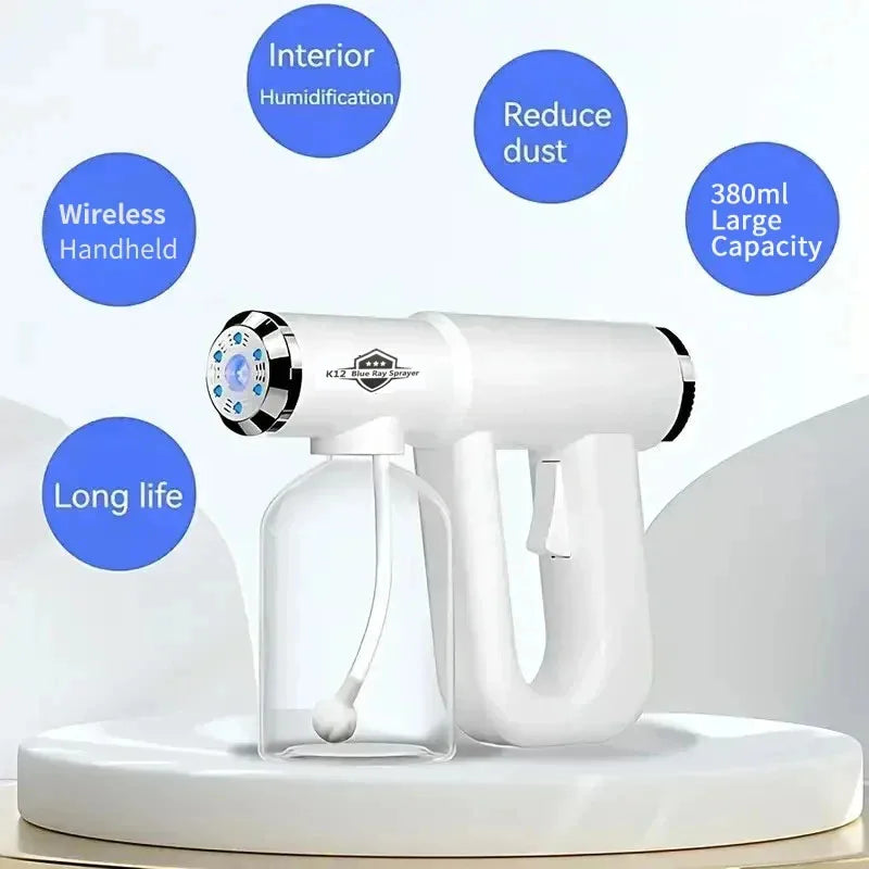 Blue Light Nano USB Rechargeable Wireless Steam Gun Barber Sprayer
