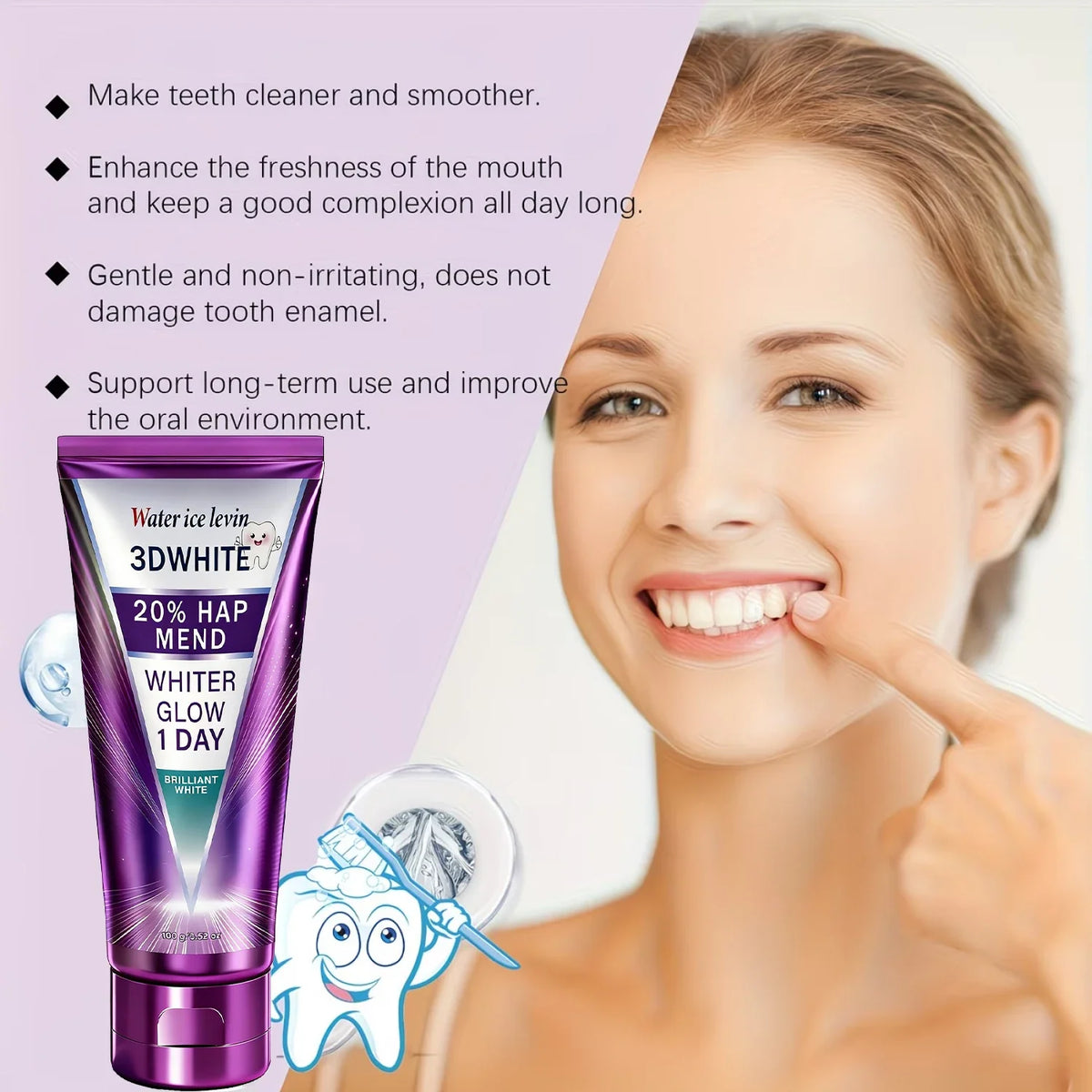 20% HAP 3D Whitening Toothpaste – Stain Removal & Enamel Care
