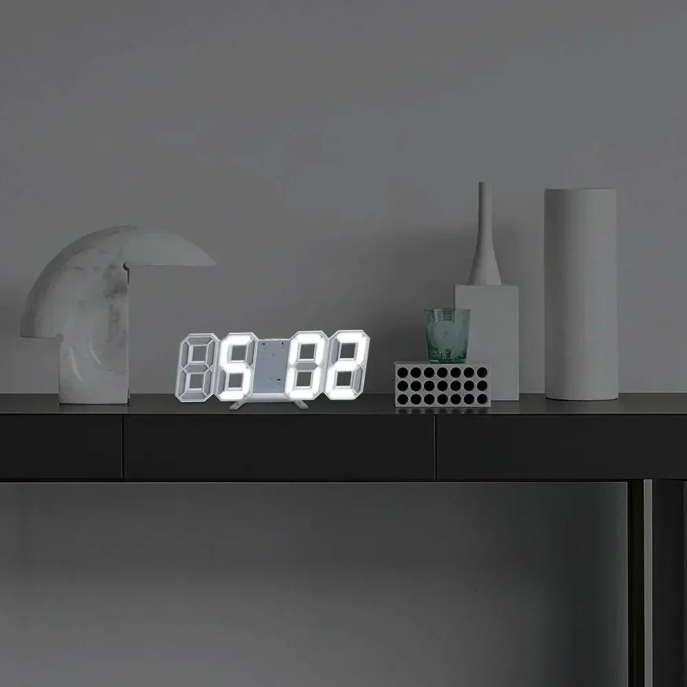 3D LED Digital Wall & Desk Clock – Alarm & Auto Brightness