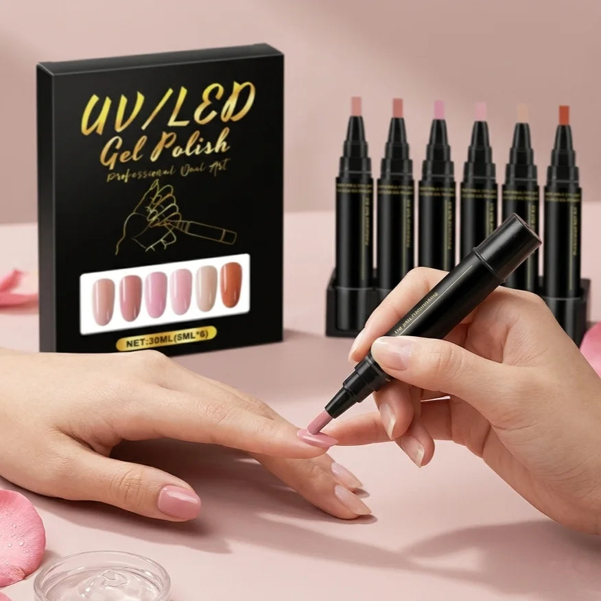 6-Color Nail Art Pen Kit – High Pigment, Quick Dry & Waterproof