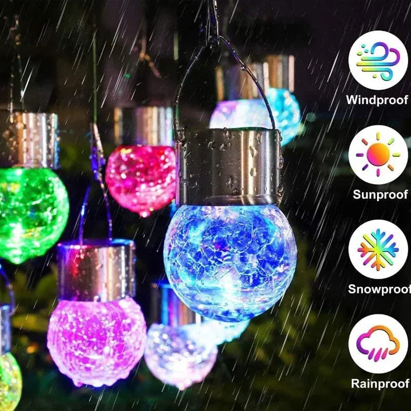 Solar Hanging Garden Lights – LED Cracked Glass Ball Lanterns
