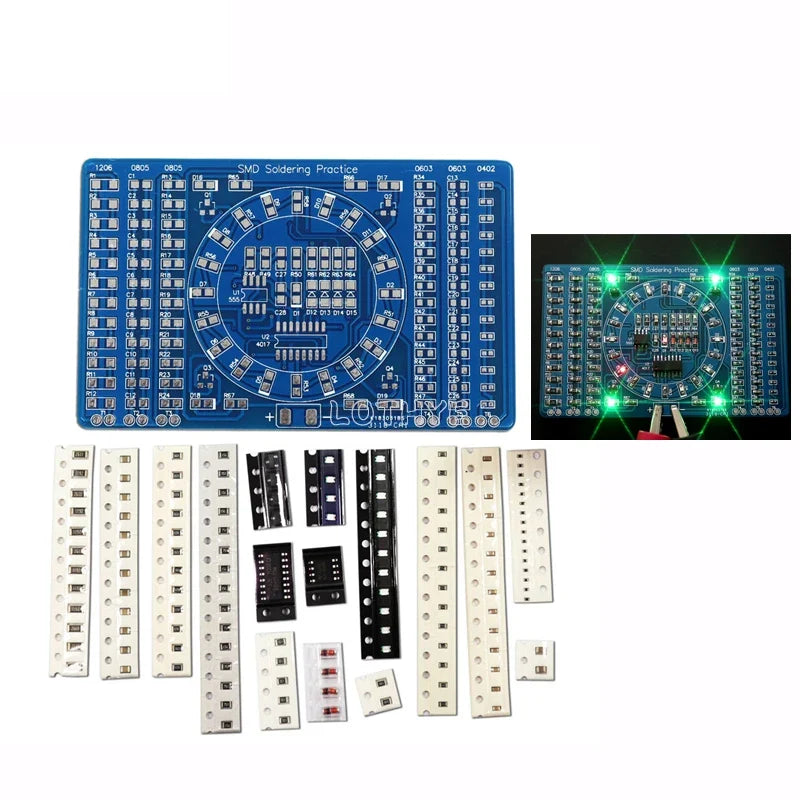 SMD Soldering Practice Kit – NE555 CD4017 Rotating LED Board