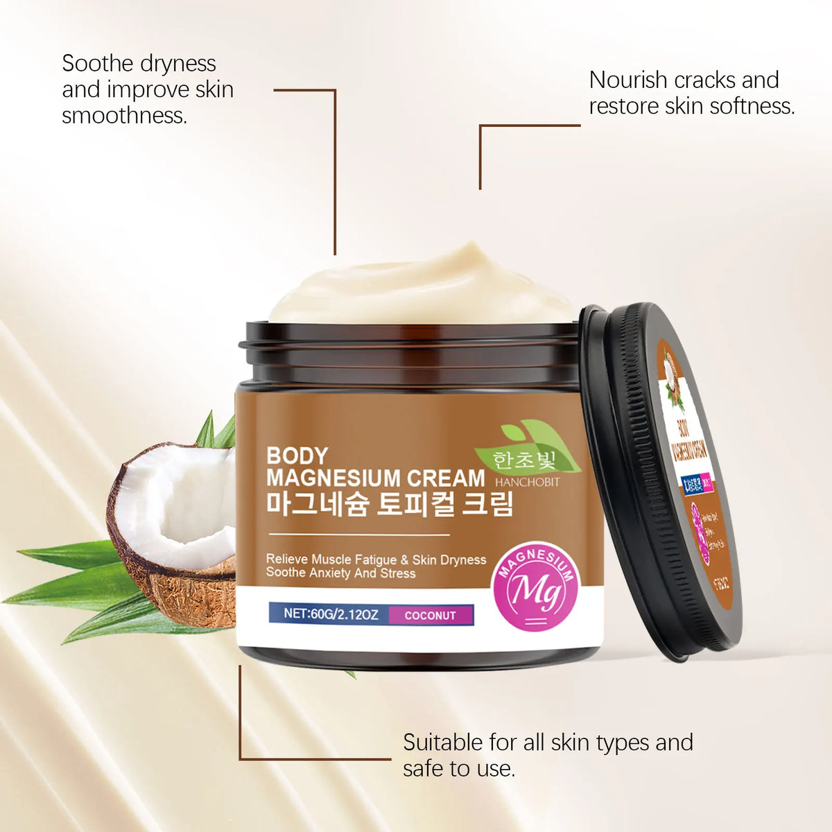 Magnesium Energy Care Cream – Coconut Body Moisturizer 60g