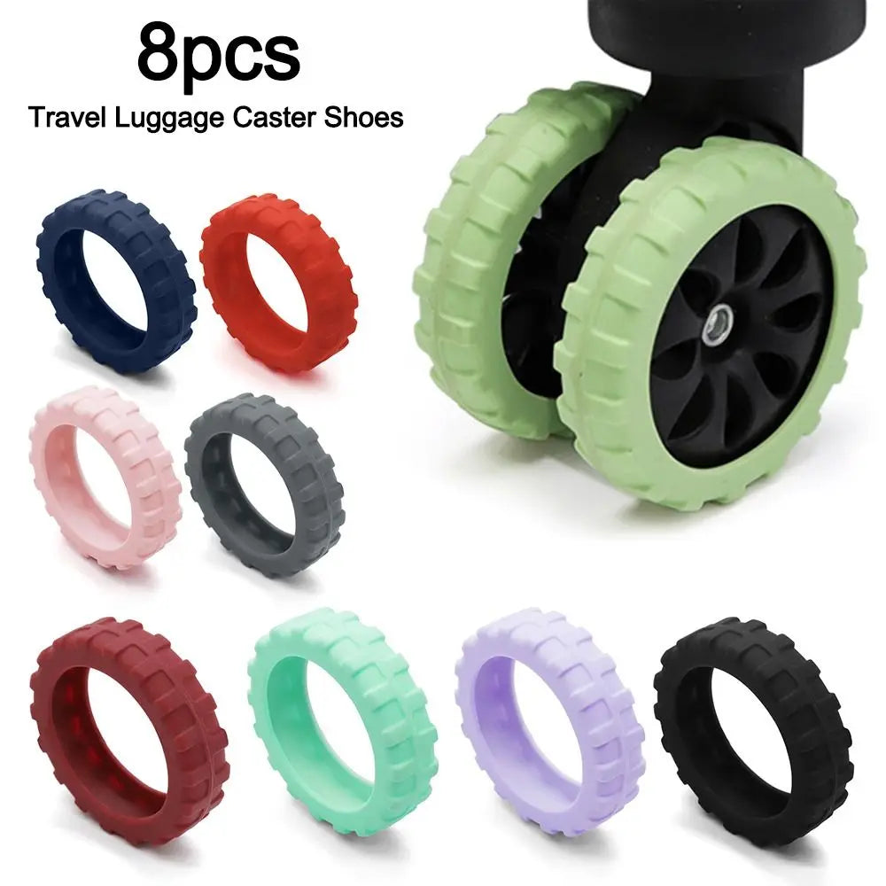 8-Pack Silicone Luggage Wheel Covers – Quiet Caster Protectors