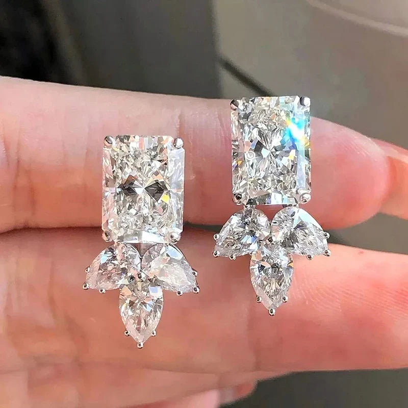 Huitan CZ Stud Earrings – Geometric Cubic Zirconia Fashion Jewelry