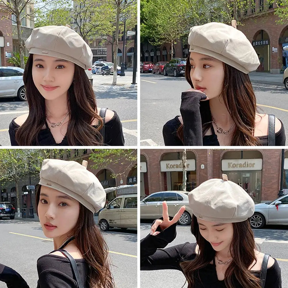 Women's Vintage French Plaid Beret Hat – Painter Cap All Seasons