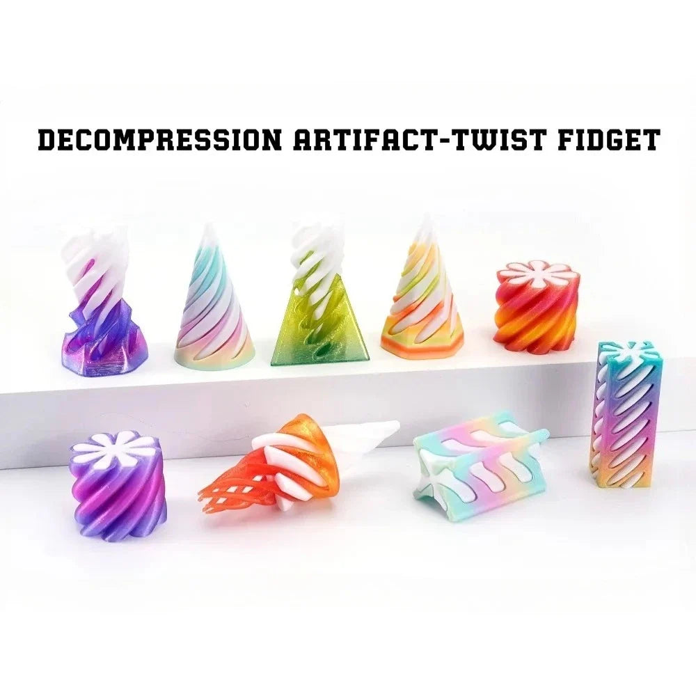 3D Printed Helix Screw Rotating Toys Stress Reducing Tool Pyramid