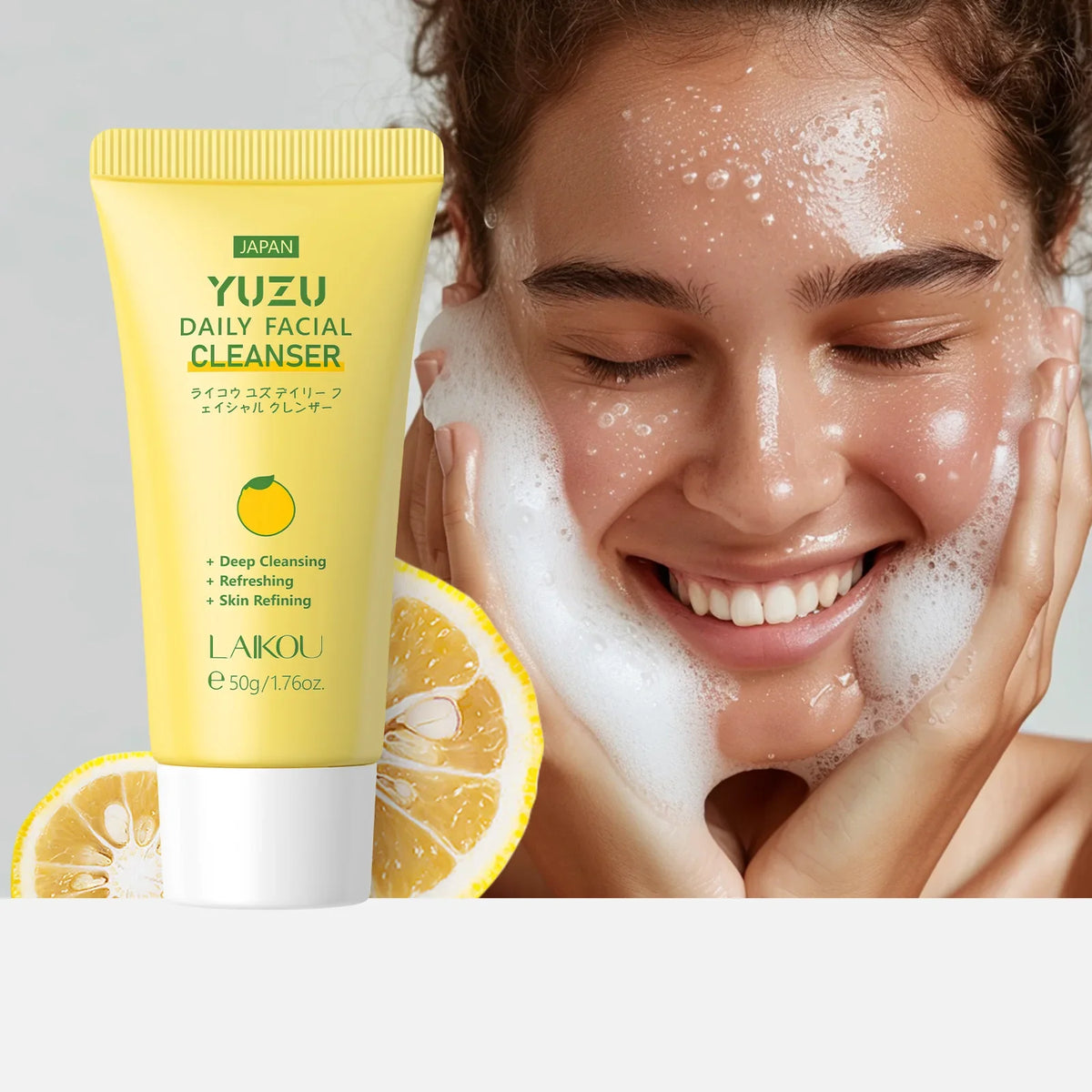 Laikou Whitening Foam Cleanser – Niacinamide & Yuzu 50g