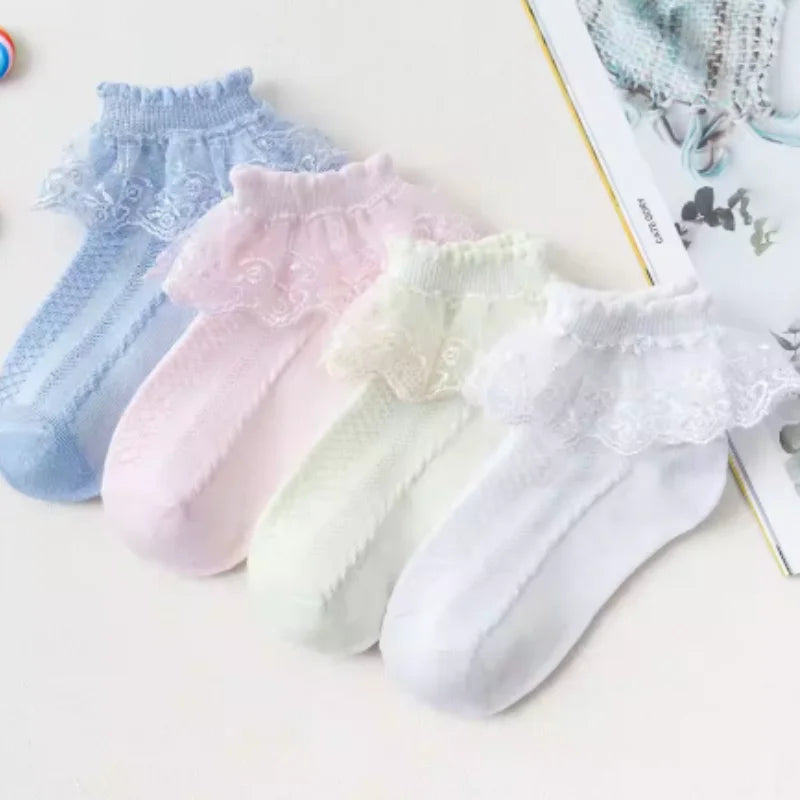 0-12Y Spring Summer Children Lace Socks Baby Girls Cotton Mesh