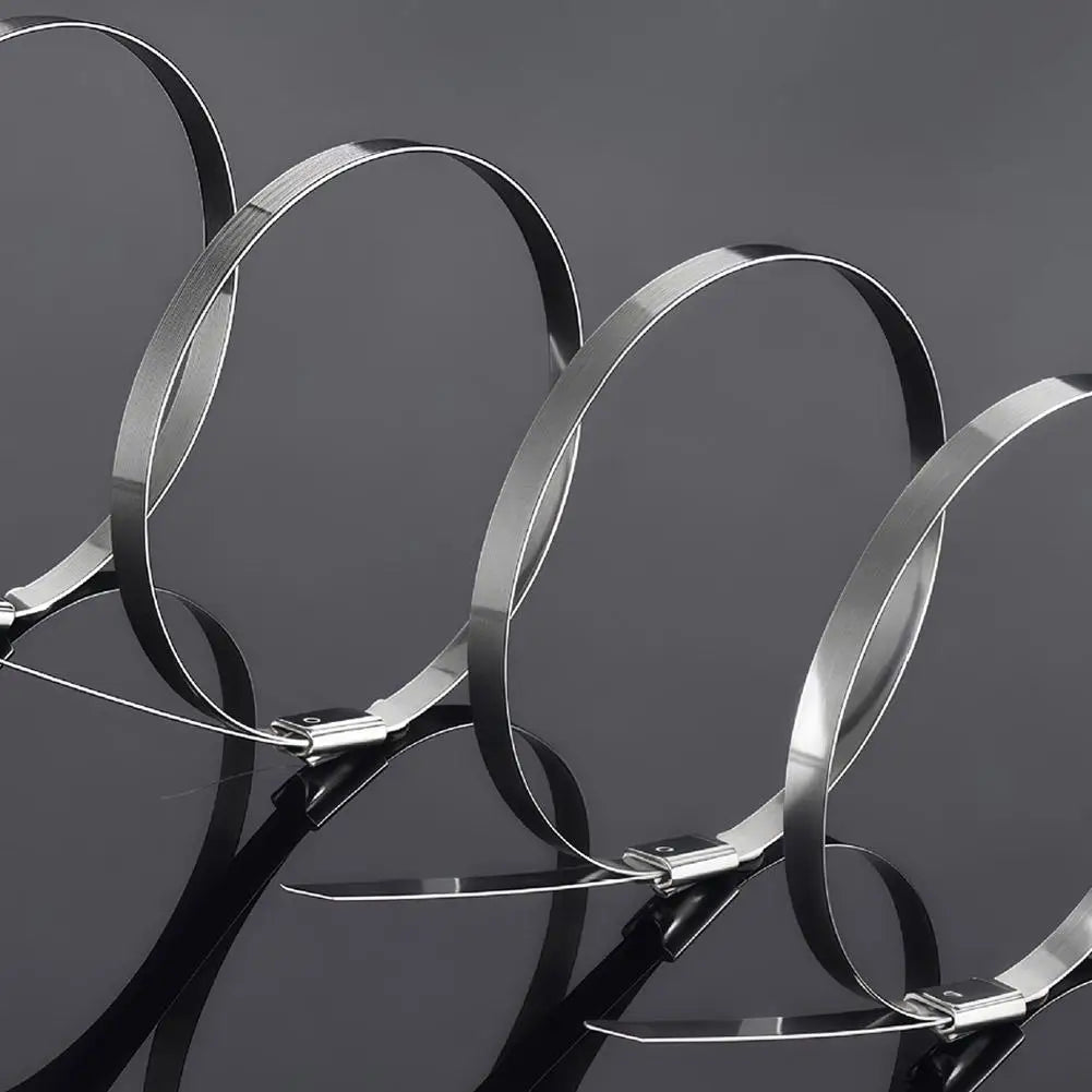 100-Pack Stainless Steel Self-Locking Metal Cable Zip Ties