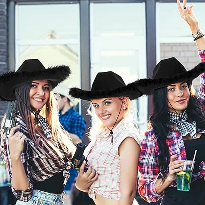 6-Pack Fluffy Cowgirl Hats – Bachelorette & Bridal Party Set
